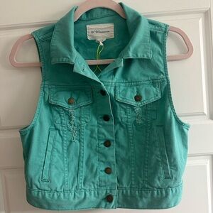 BCBGeneration Distressed Denim Teal Vest